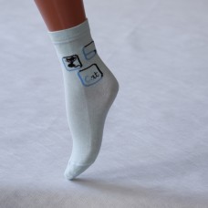Детские носки с кошкой на квадрате K-L008